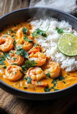 Aromatisches Garnelen Curry mit Kokosmilch und Reis