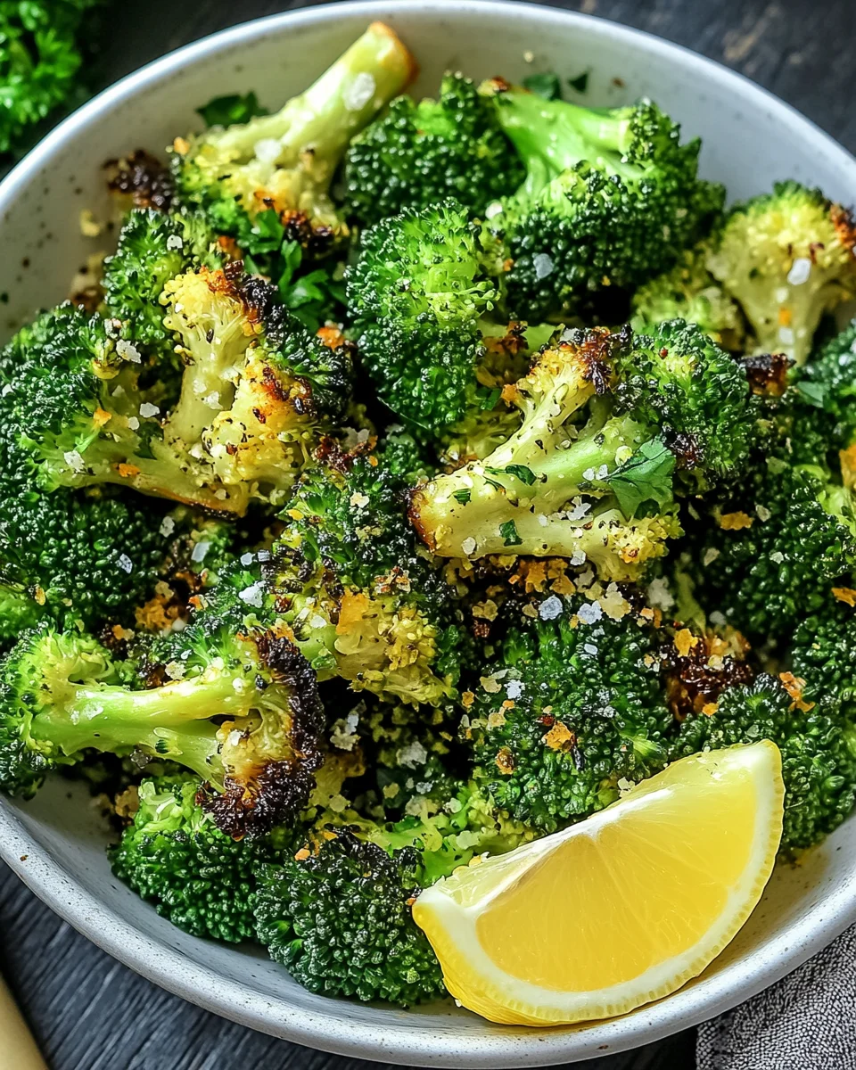 Bestes Airfryer Brokkoli mit Knoblauch und Zitrone