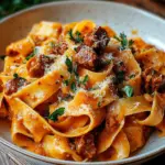 Cremige kalabrische Chili-Pappardelle mit Wurst und Fenchel