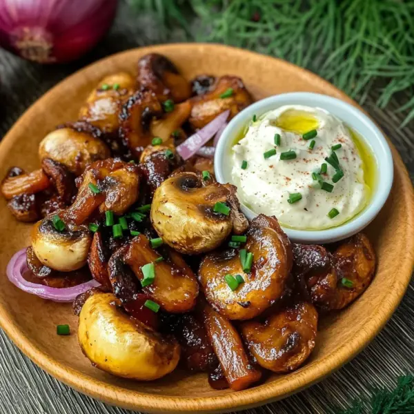 Gebratene Champignons mit KnoblauchdipGebratene Champignons mit Knoblauchdip