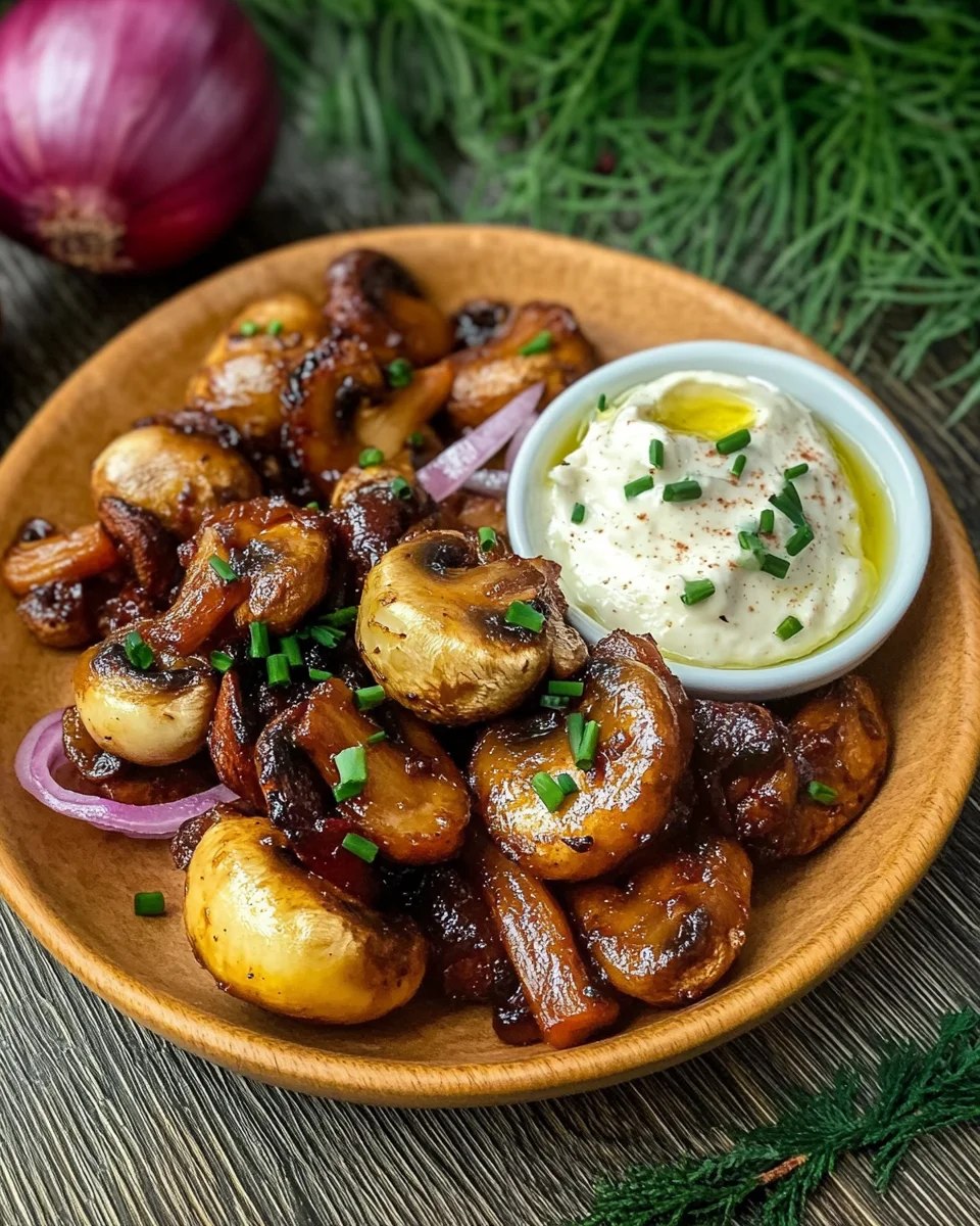 Gebratene Champignons mit KnoblauchdipGebratene Champignons mit Knoblauchdip