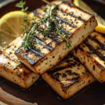 Griechischer gegrillter Tofu mit Zitrone und Thymian