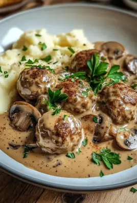 Hackbällchen in Champignon-Rahmsoße