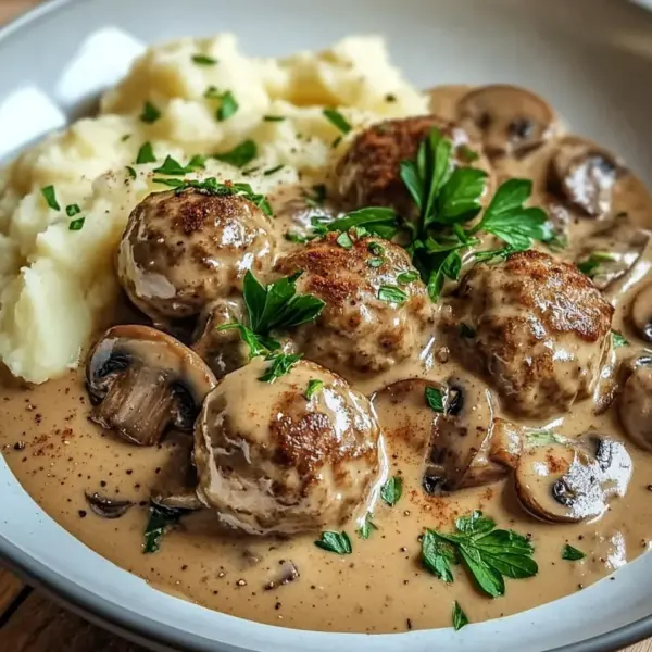 Hackbällchen in Champignon-Rahmsoße
