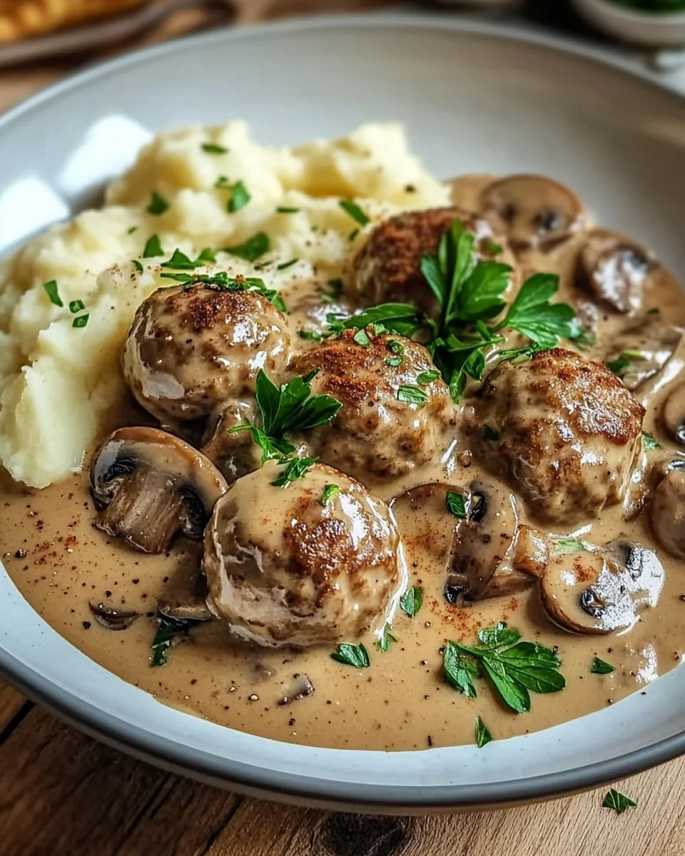 Hackb&auml;llchen in Champignon-Rahmso&szlig;e