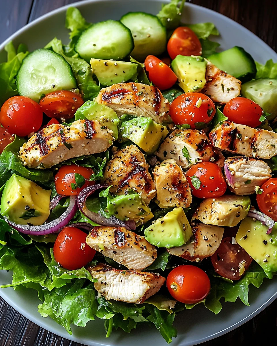 Gesunder Avocado Hähnchen Salat