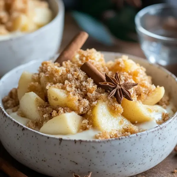 Bratapfel-Crumble auf Zimtcreme
