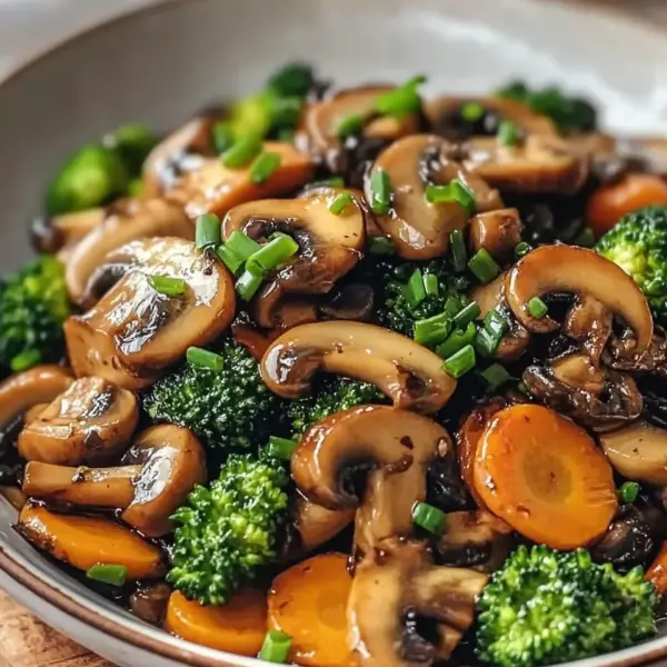 15-Minuten-Pfanne mit Champignons, Brokkoli und Karotten