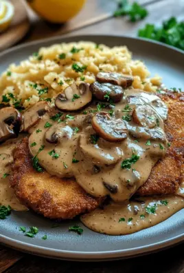 Naturschnitzel in Champignonrahmsauce