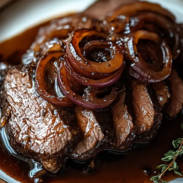Rinderbrust in Balsamico-Zwiebelsoße