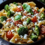 Schupfnudelpfanne mit Brokkoli, Feta und Tomaten