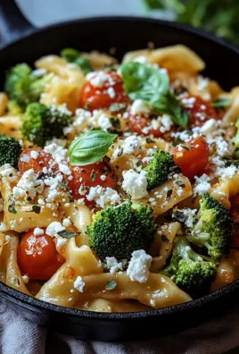 Schupfnudelpfanne mit Brokkoli, Feta und Tomaten