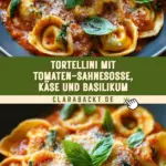 Tortellini mit Tomaten-Sahnesoße, Käse und Basilikum 18 Pinterest Hidden Image