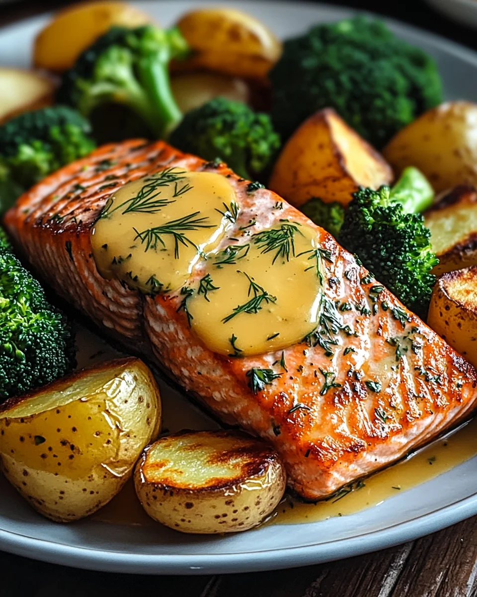 Zitronenbutterlachs mit knusprigen Kartoffeln und Brokkoli