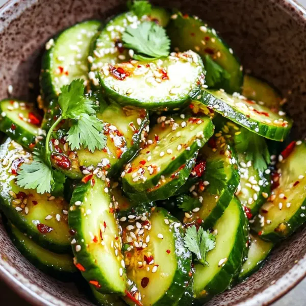 Asiatischer Gurkensalat mit Chili & Sesam