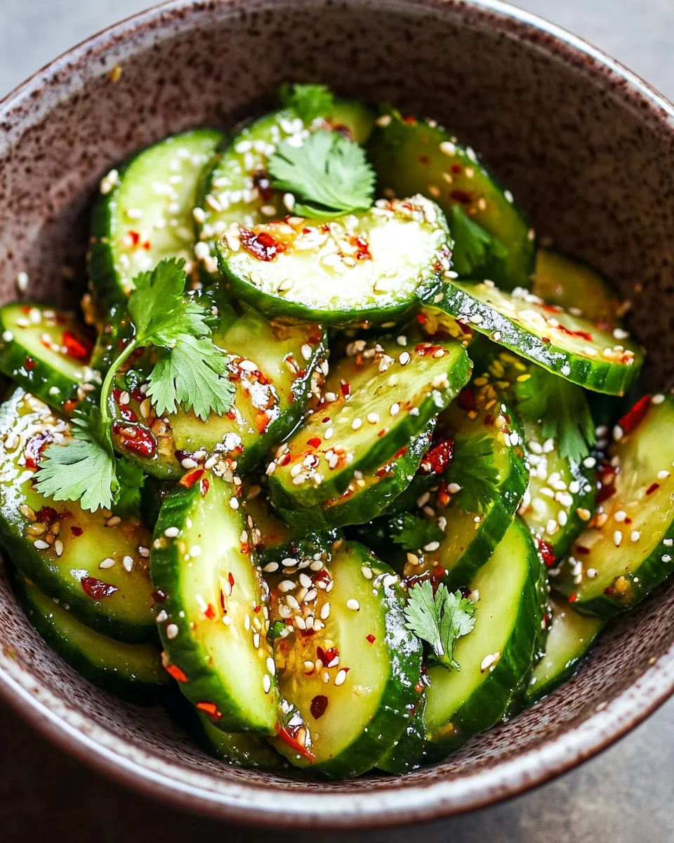 Asiatischer Gurkensalat mit Chili & Sesam