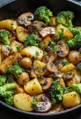 Brokkoli Kartoffel Pfanne mit Pilzen
