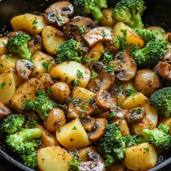 Brokkoli Kartoffel Pfanne mit Pilzen