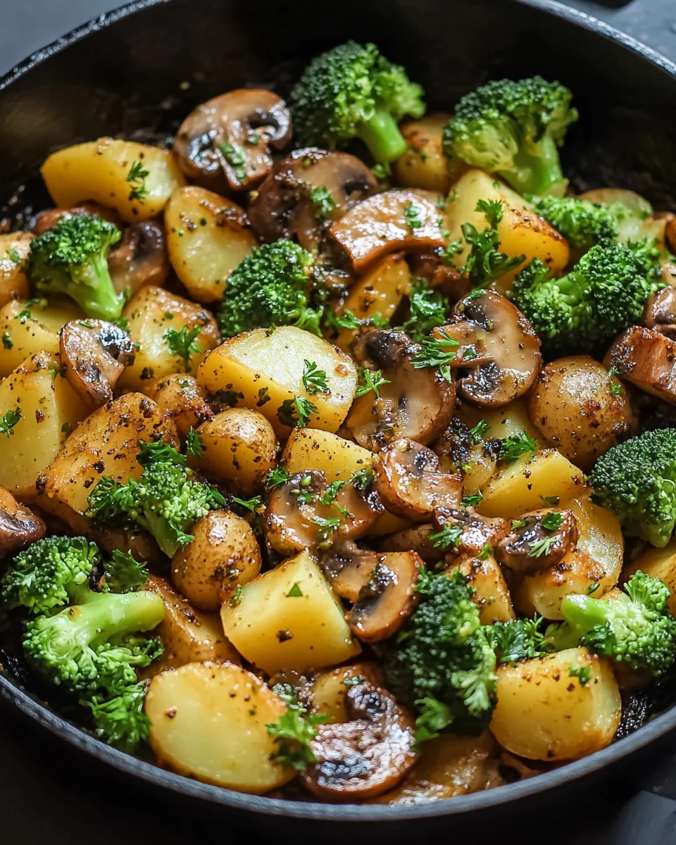 Brokkoli Kartoffel Pfanne mit Pilzen