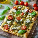 Die beste Focaccia mit Pesto und Tomaten