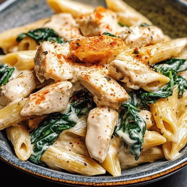 Frischkäse Spinat Hähnchen Pasta