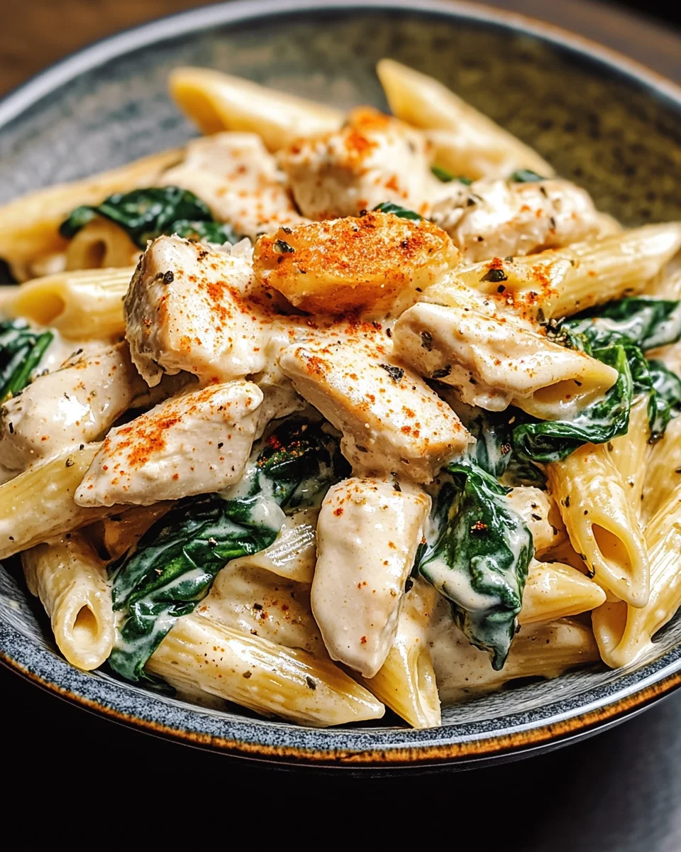 Frischkäse Spinat Hähnchen Pasta