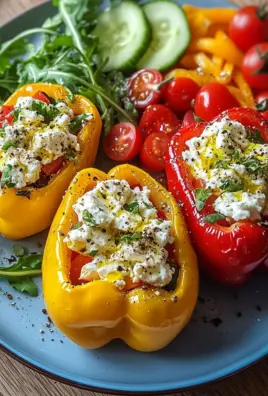 Gefüllte Feta-Paprika mit buntem Salat