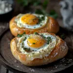 Gef&uuml;llte Fr&uuml;hst&uuml;cksbr&ouml;tchen mit Ei und K&auml;se &ndash; im Ofen gebacken