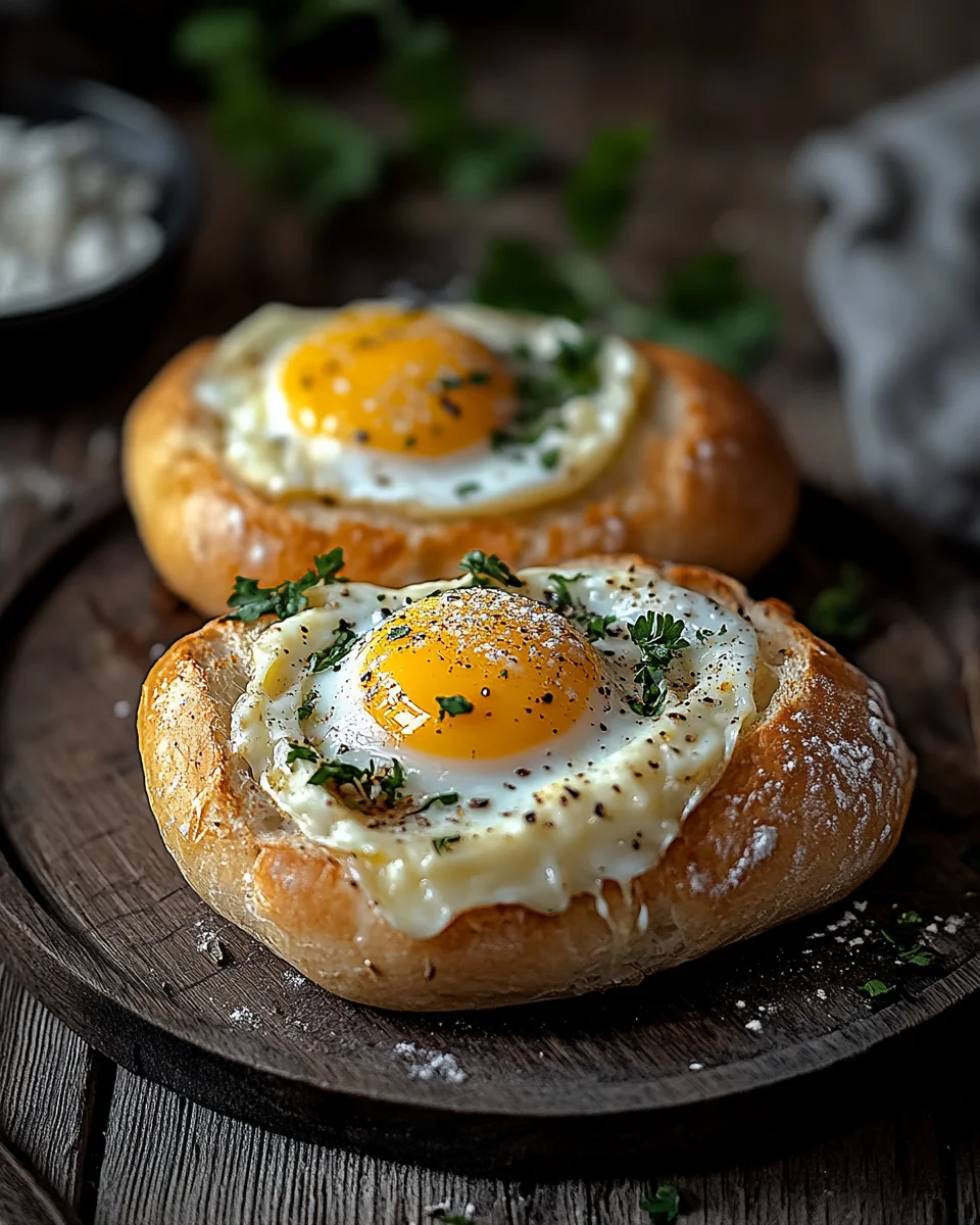 Gefüllte Frühstücksbrötchen mit Ei und Käse – im Ofen gebacken