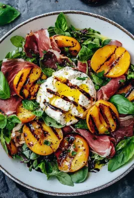 Gegrillter Nektarinen-Burrata-Prosciutto-Salat