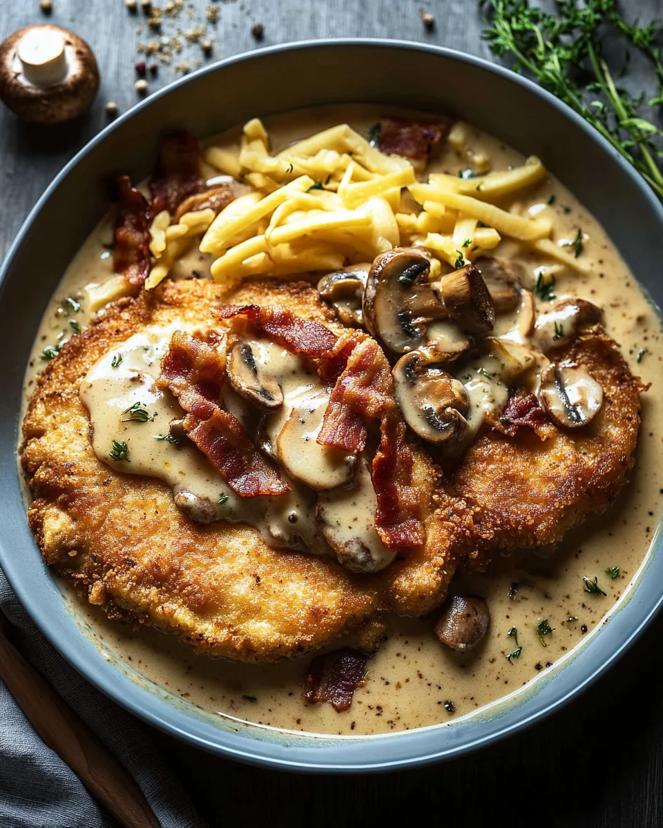 Geschmorte Schnitzelpfanne in k&ouml;stlicher J&auml;gersauce Rezept