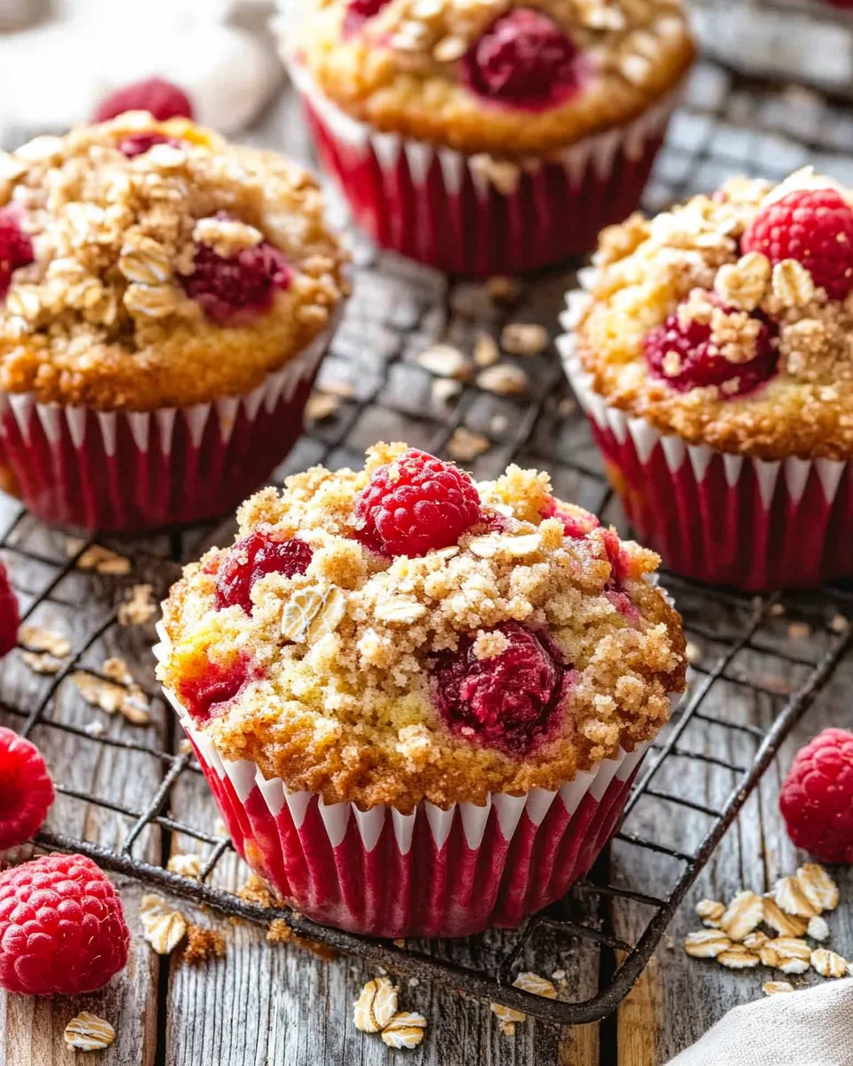 Gesunde Himbeer-Muffins mit Haferflocken-Streuseln