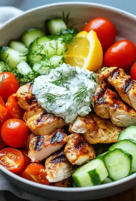 Griechische Hähnchen-Tzatziki-Bowl