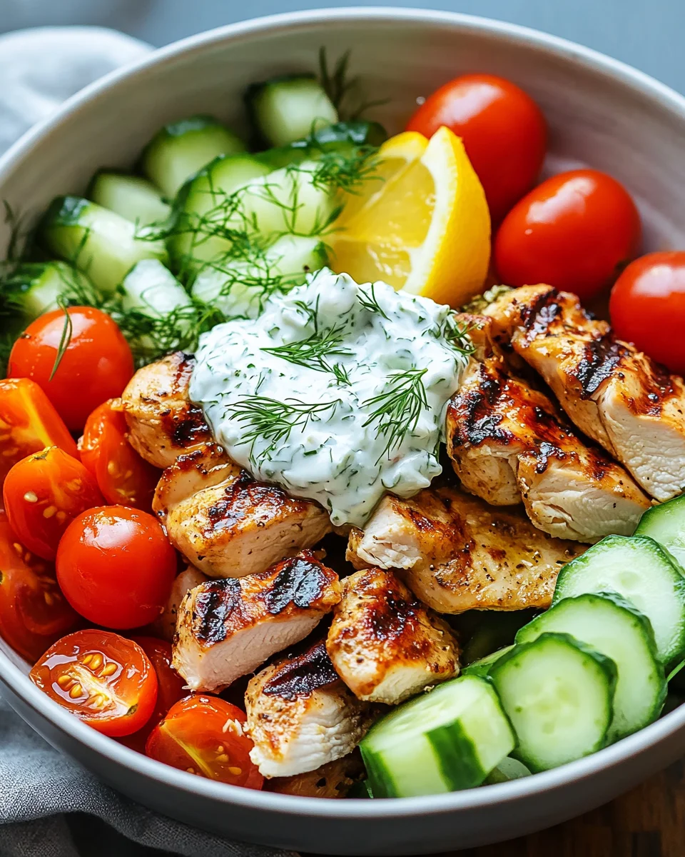 Griechische Hähnchen-Tzatziki-Bowl