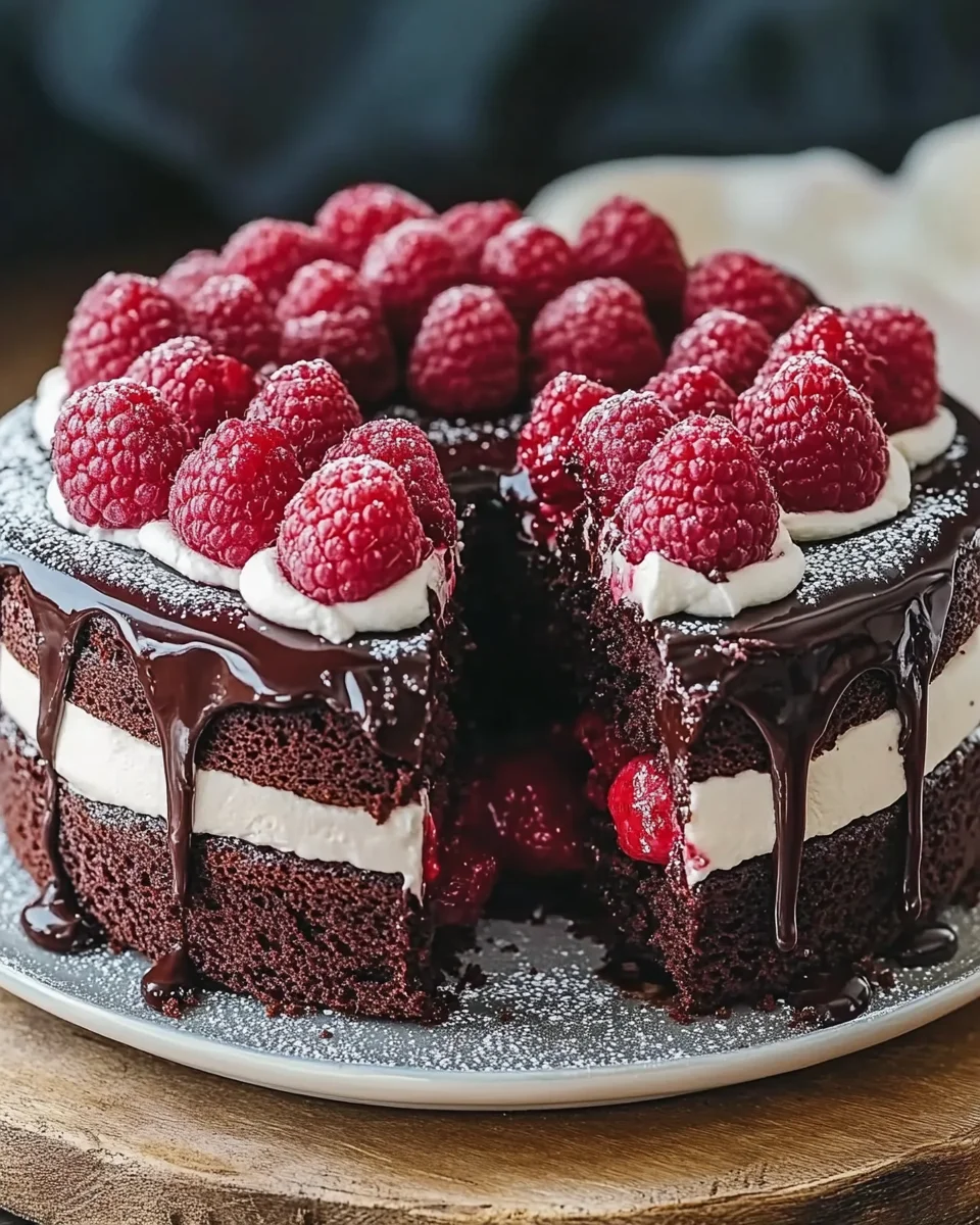 Himbeer Schoko Brownie Torte