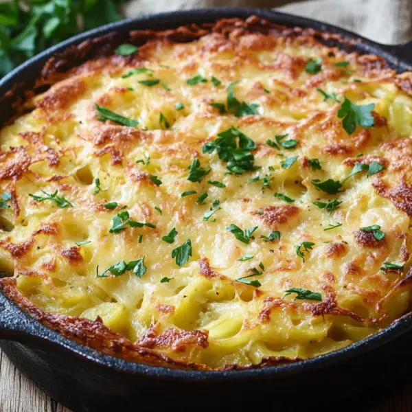 Hüttenkäse Kartoffelrösti Auflauf