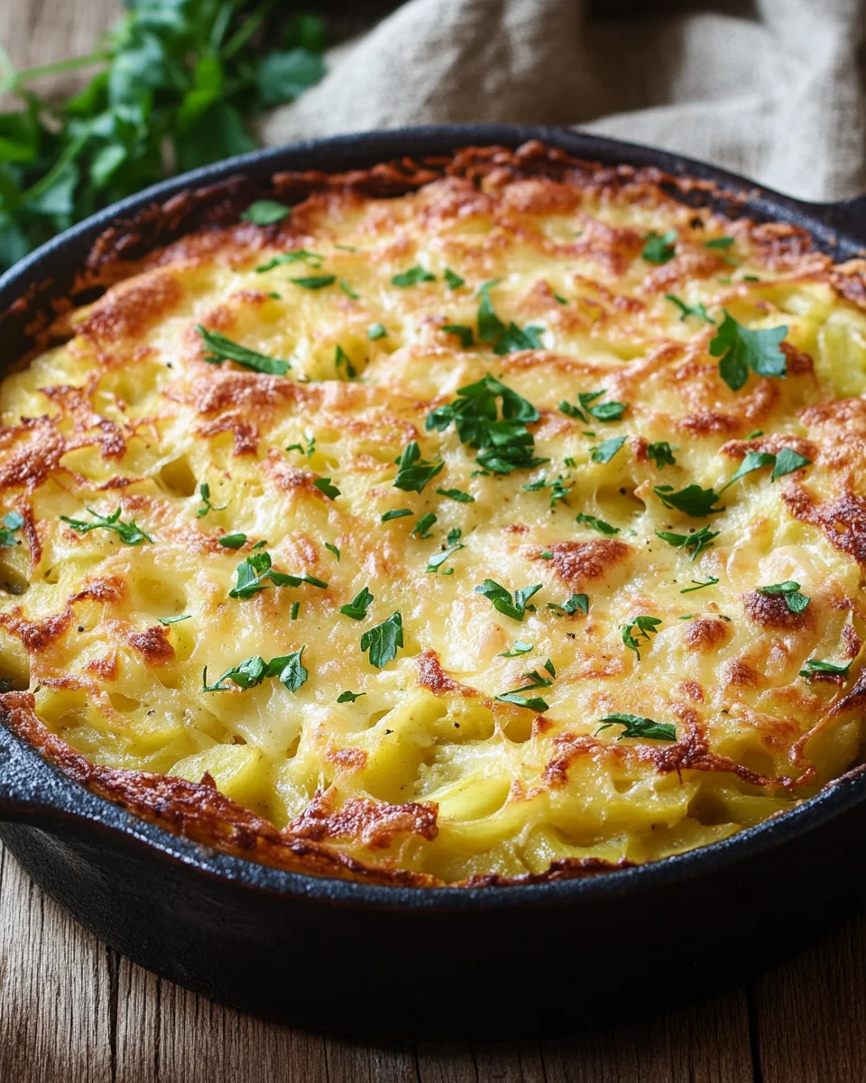 H&uuml;ttenk&auml;se Kartoffelr&ouml;sti Auflauf