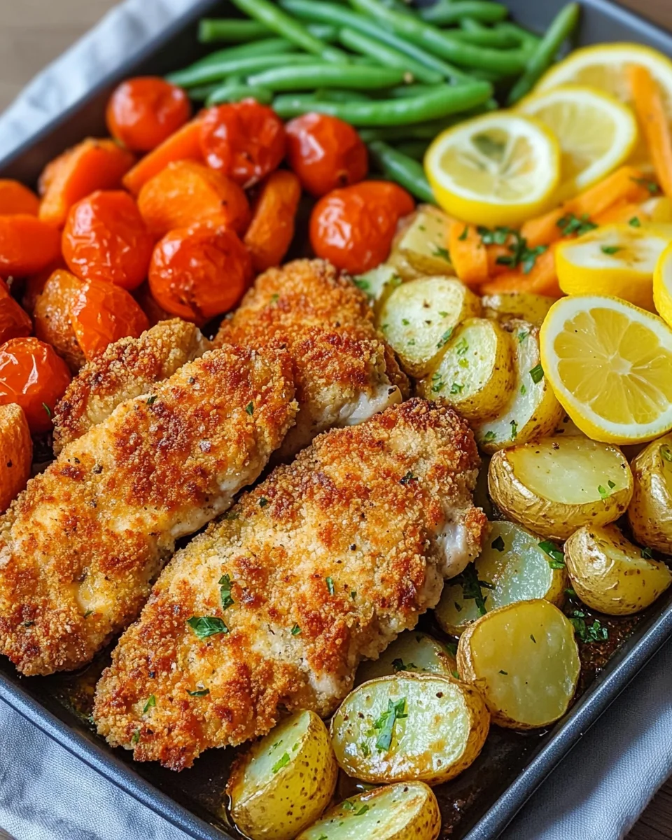 Panierte Parmesan Hähnchenschnitzel aus dem Ofen mit Gemüse und Kartoffelecken 19 Panierte