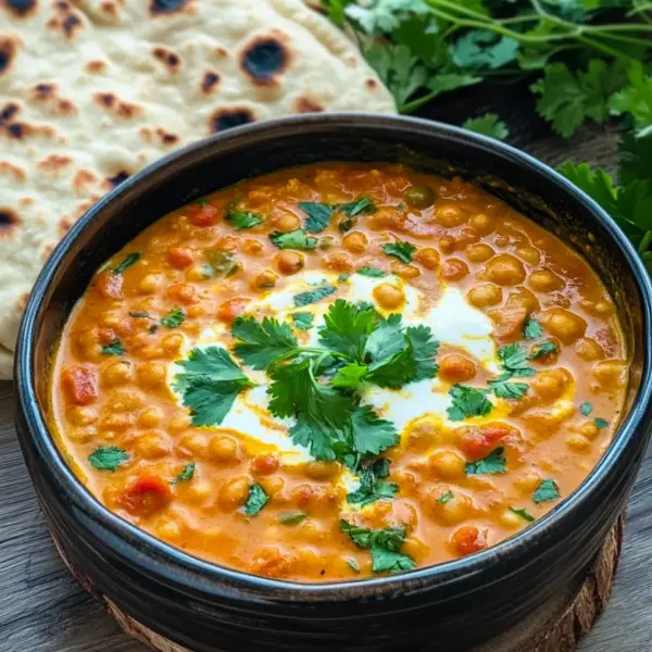 Kichererbsen-Curry mit Naan Brot