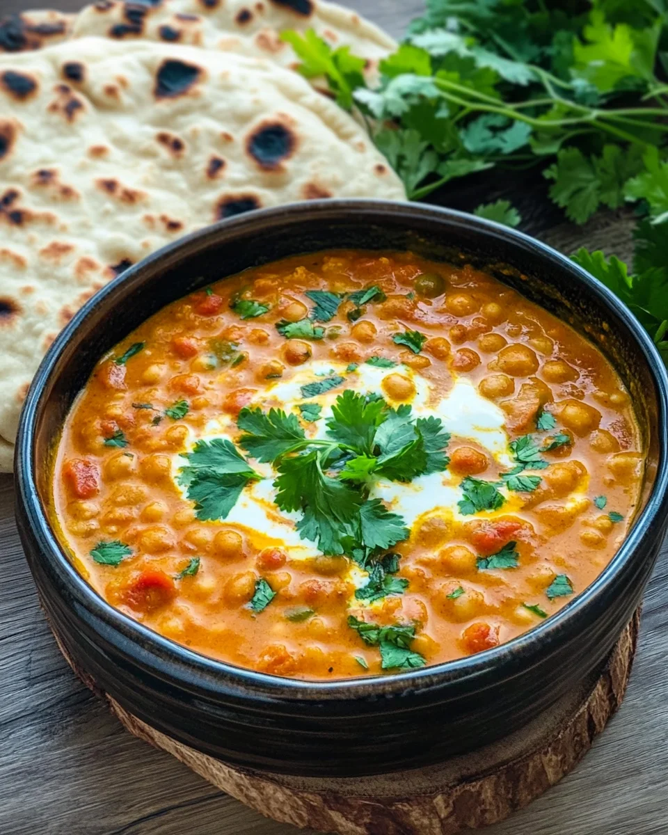 Kichererbsen-Curry mit Naan Brot