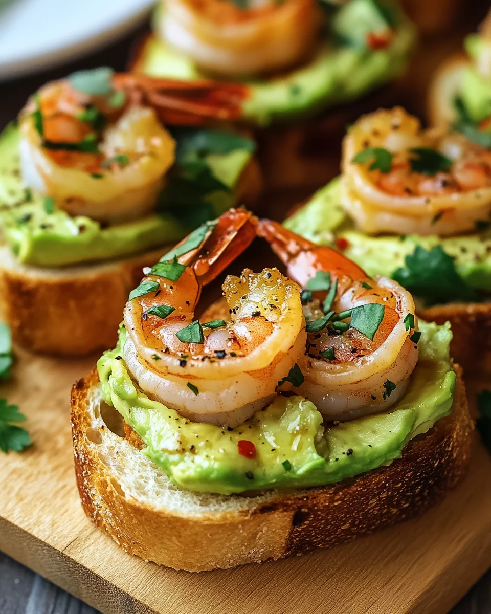 Knoblauch-Garnelen-Crostini mit Avocado
