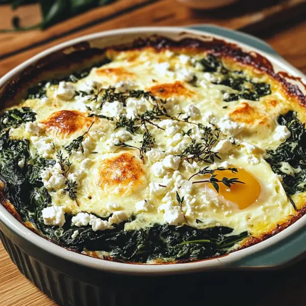 Low Carb Spinat-Auflauf mit Feta und Ei
