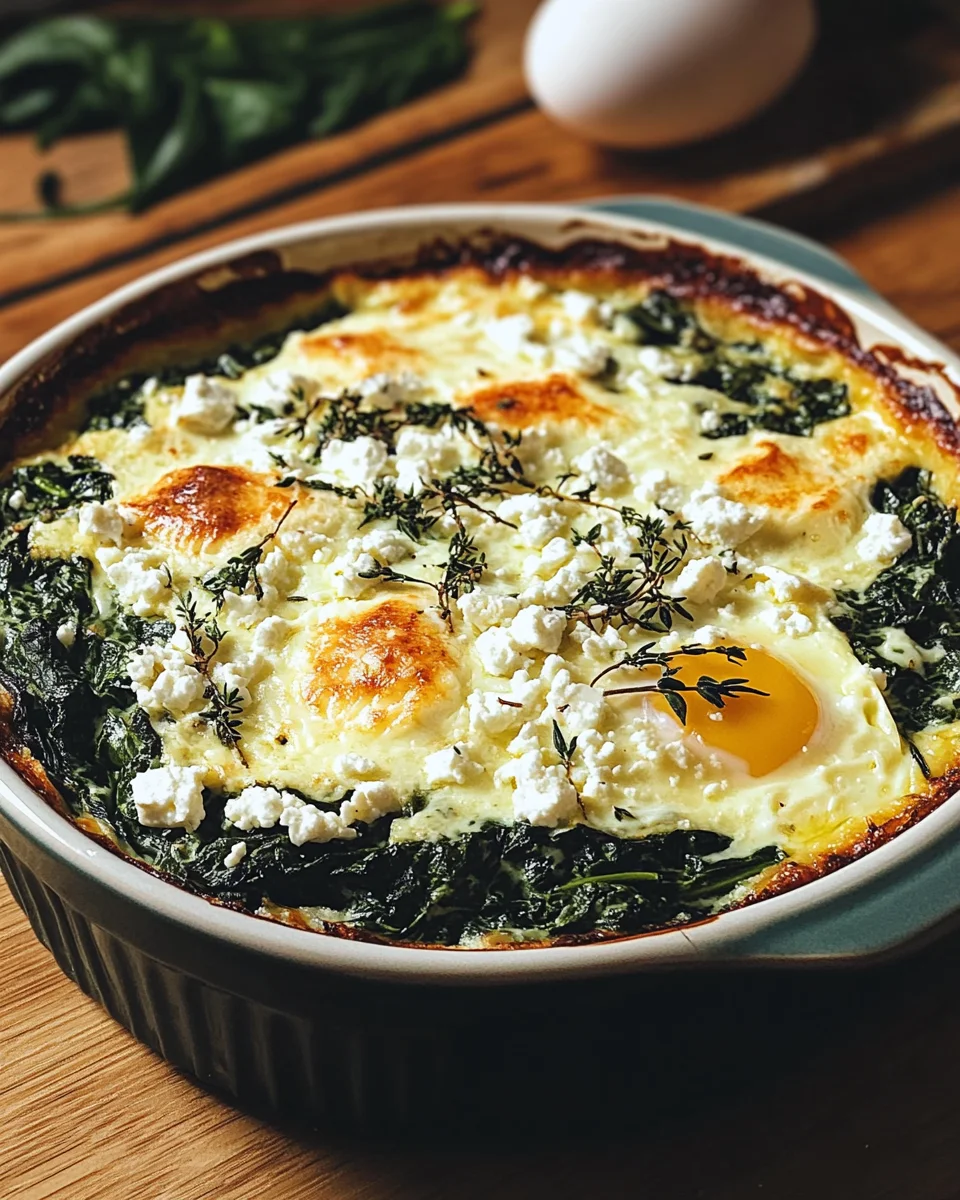 Low Carb Spinat-Auflauf mit Feta und Ei