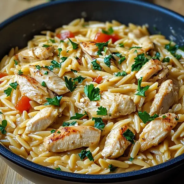 One Pot Orzo Pasta mit Hähnchen