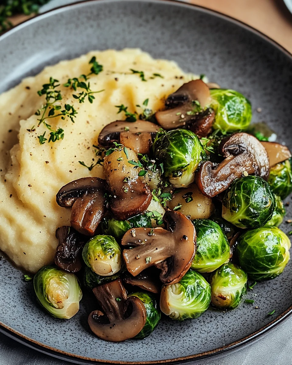 Pilzpfanne mit Rosenkohl und Kartoffelpüree 23 Pilzpfanne mit Rosenkohl und Kartoffelpüree