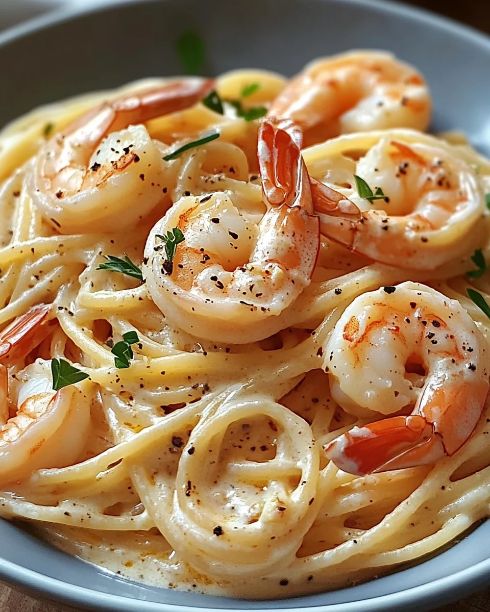 Spaghetti mit Garnelen in Frischkäsesauce 22 Spaghetti