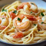 Spaghetti mit Garnelen in Frischk&auml;sesauce
