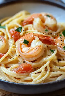 Spaghetti mit Garnelen in Frischkäsesauce