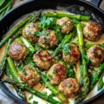 Spargelpfanne mit Frikadellen