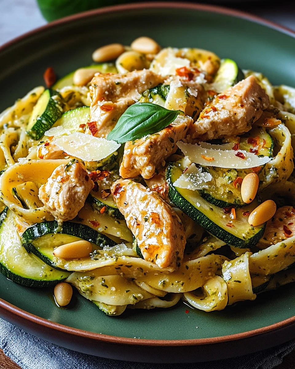 Zucchini Parmesan Pasta mit Hähnchen und Pinienkernen 23 Zucchini Parmesan Pasta mit Hähnchen und Pinienkernen